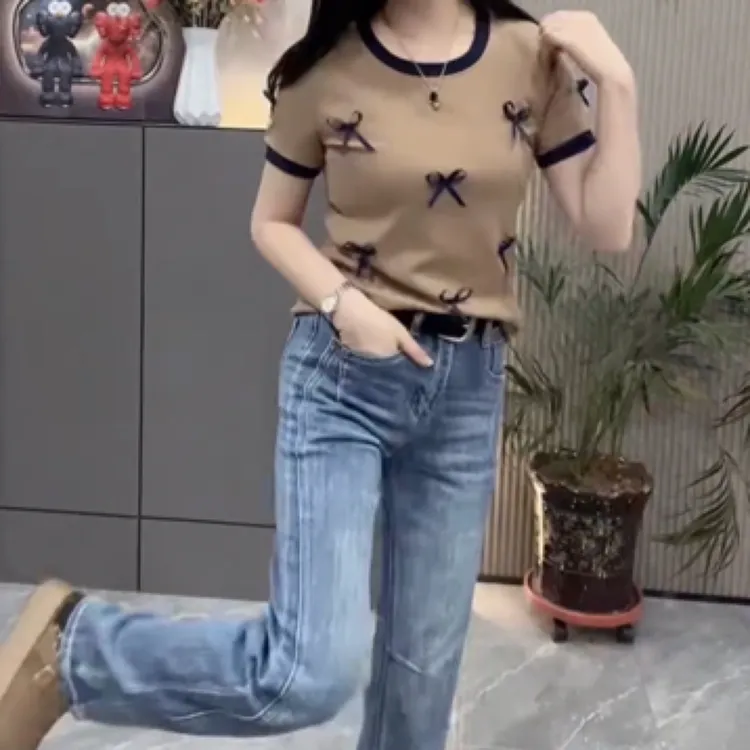 新款蝴蝶结半袖T恤衫