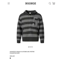 NOONOZ潮牌华夫格数字贴布开衫毛衣男美式复古情侣中性风针织外套