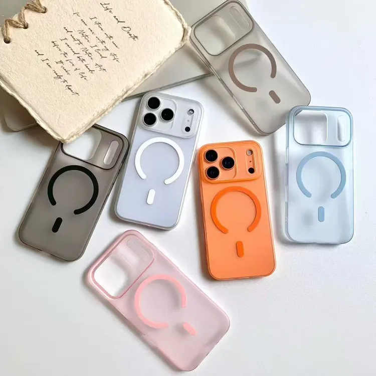 适用于iPhone17手机壳新款苹果16/15Pro磨砂大孔磁吸14/13/12透明