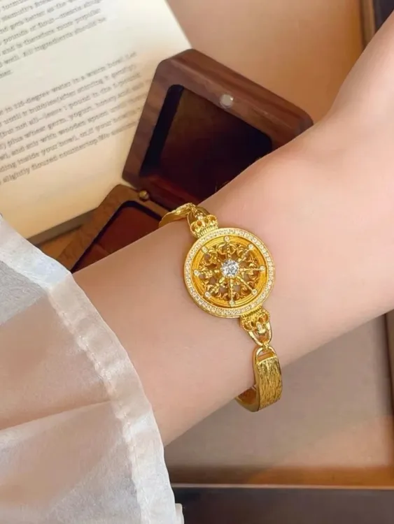 合金锆石手链 星轮八宝罗盘表款手链饰品可调节百搭时尚气质女王