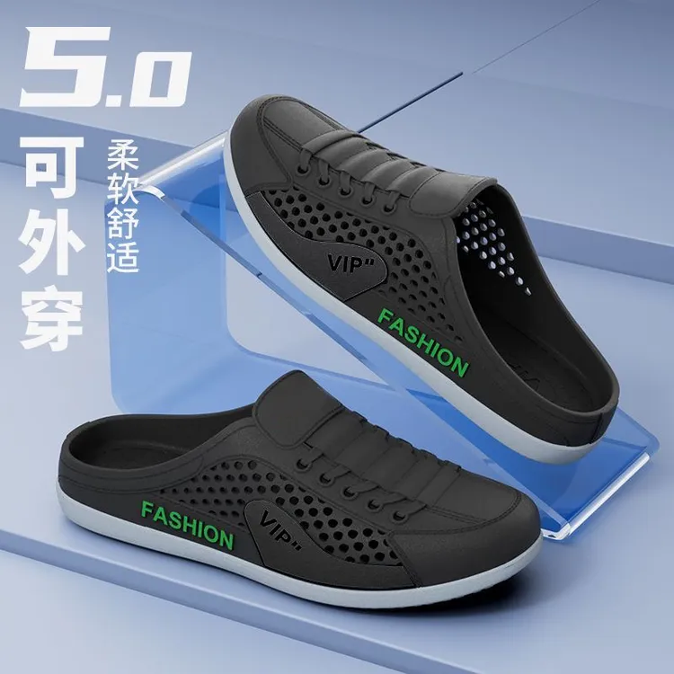 男鞋男懒人无后跟半拖鞋休闲开车家用专用潮鞋男生男士开车专用鞋