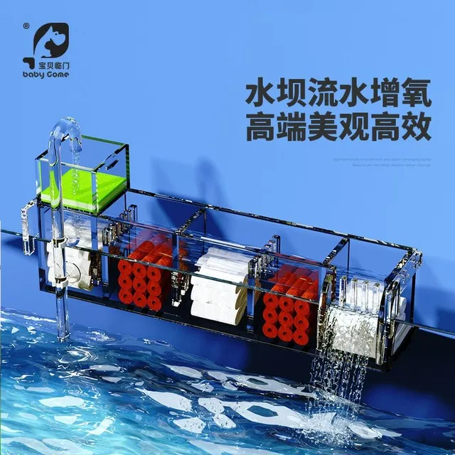鱼缸过滤器净水循环三合一滴流盒系统免换水上滤盒制氧过滤一体机