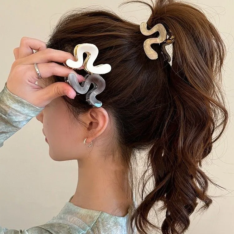 高级感醋酸半扎发发夹女后脑勺小抓夹气质高马尾头饰2025新款夏季