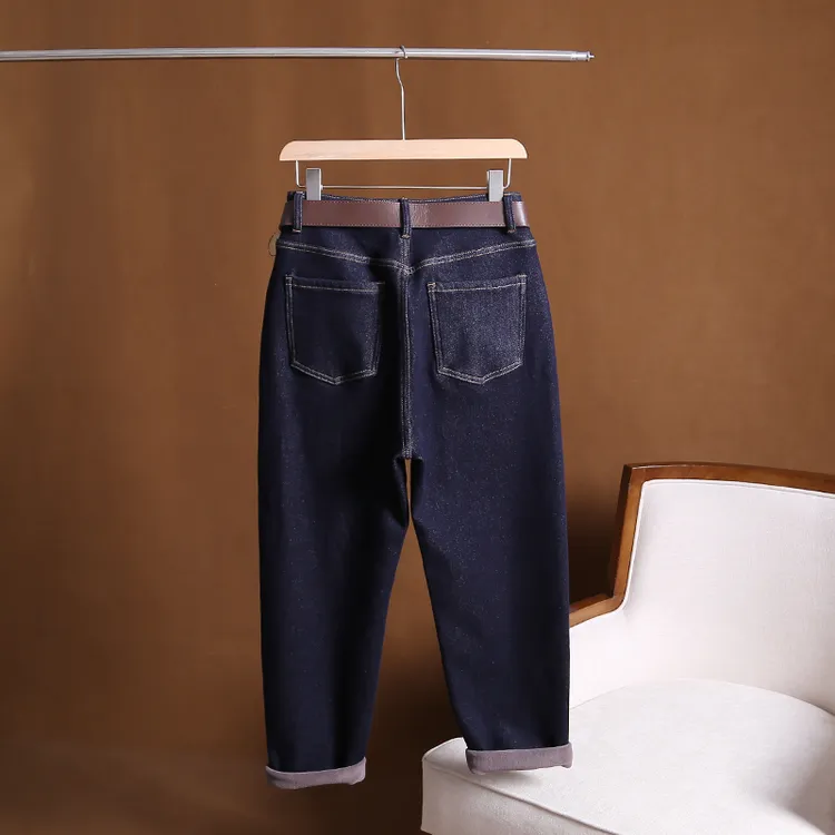 特 更厚更暖！奥粒绒牛仔裤！送腰带！秋冬保暖宽松老爹裤 H4040 E3