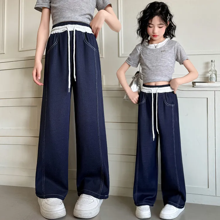 女童夏季牛仔裤2025新款儿童垂感宽松直筒裤女孩天丝薄款阔腿裤潮