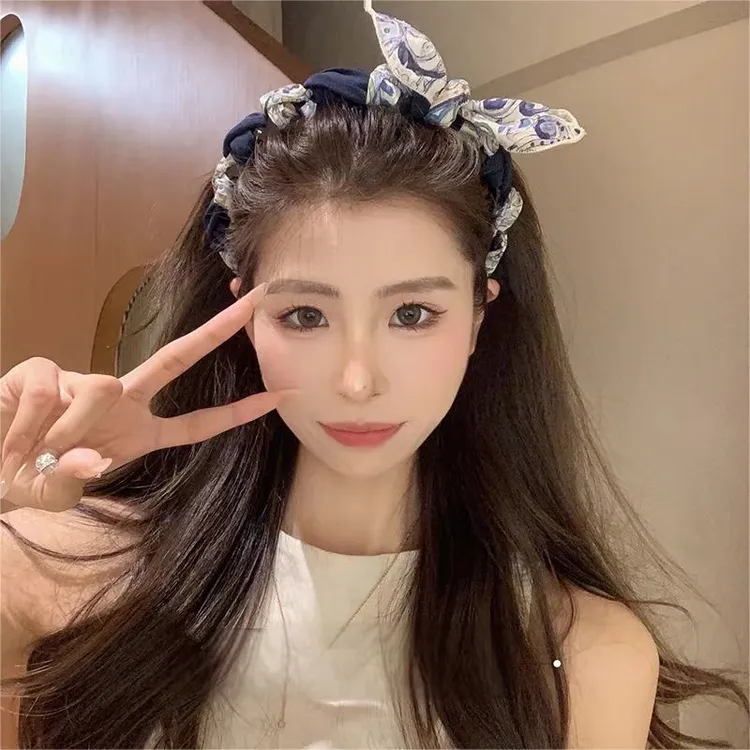 编织齿梳发箍女外出高颅顶发卡头箍甜美优雅蝴蝶结头饰麻花辫