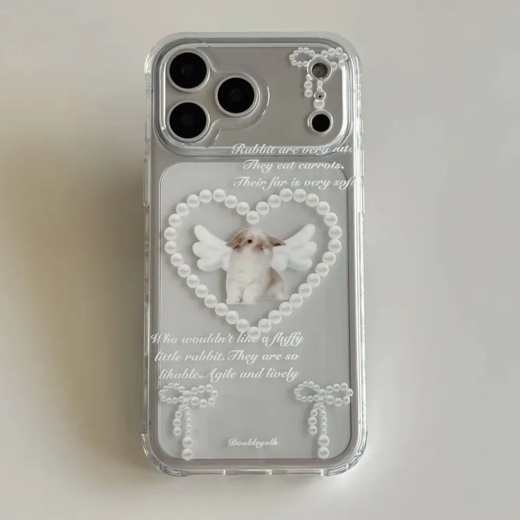 天使爱心兔子适用iphone17Promax/16手机壳华为P70vivo小米15透明