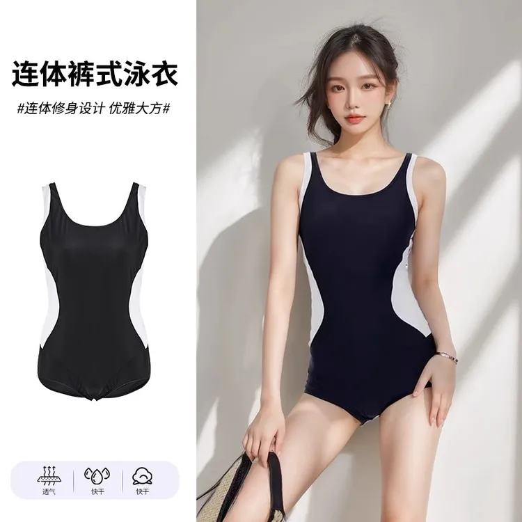 竞速泳衣女游泳馆专用连体平角2025年新款遮肉显瘦运动学生泡温泉