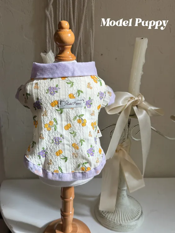 南法小镇*紫色*轻薄透气法式风宠物衬衫猫狗衣服