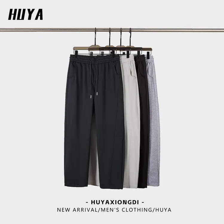 虎牙兄弟休闲裤男款2025春季松紧腰明线设计弹力百搭卫裤25-3092