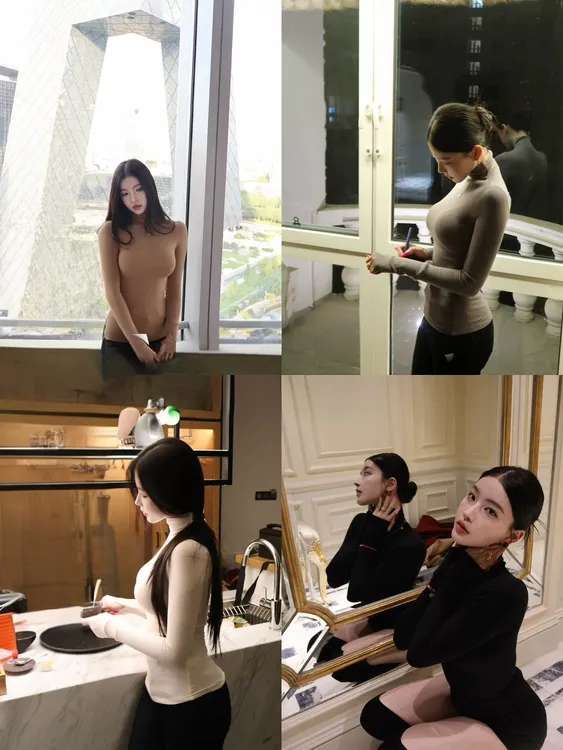 辣妹风高领抓绒长袖T恤女冬季弹力修身内搭纯色紧身收腰打底上衣