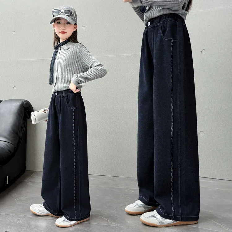 女童裤子春秋款2025新款初中生女孩时髦秋季休闲裤儿童洋气阔腿裤