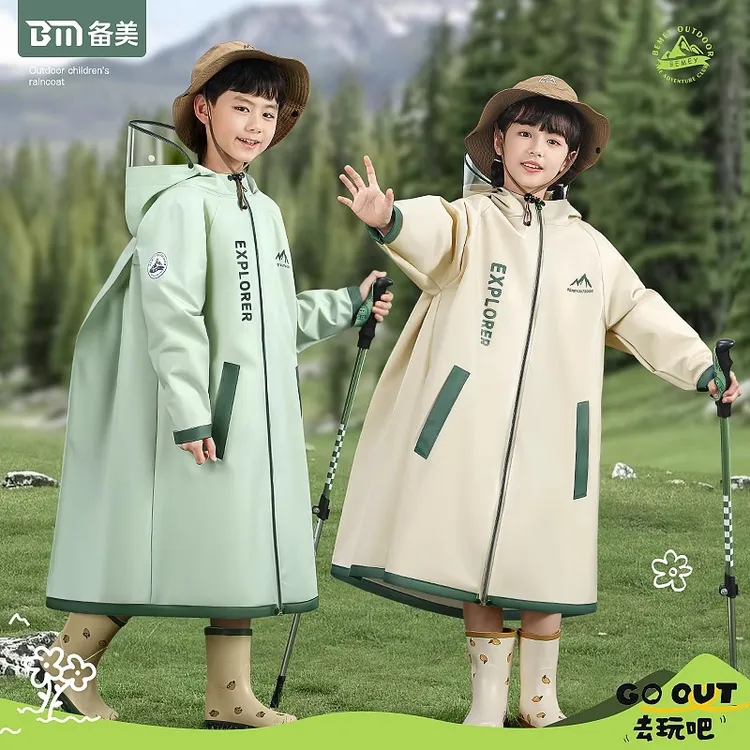 备美儿童雨衣男女孩全身防水防暴雨小学生上学幼儿园带书包位雨披