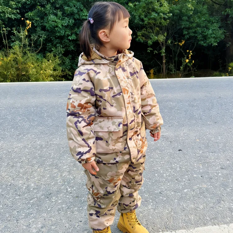 一块年糕儿童迷彩小军娃冬款加棉套装 全套加棉 定制版儿童棉衣