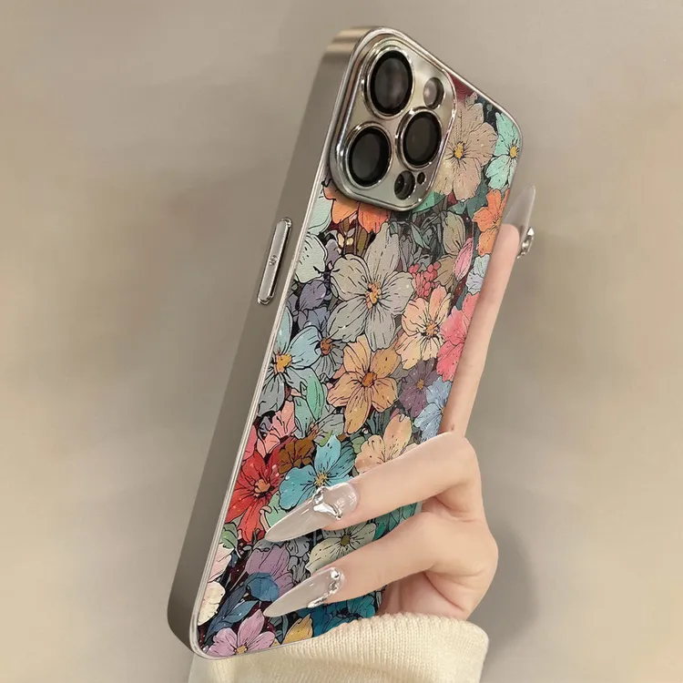 满屏彩色花适用苹果17promax手机壳iPhone16pro可爱小众15p带支架