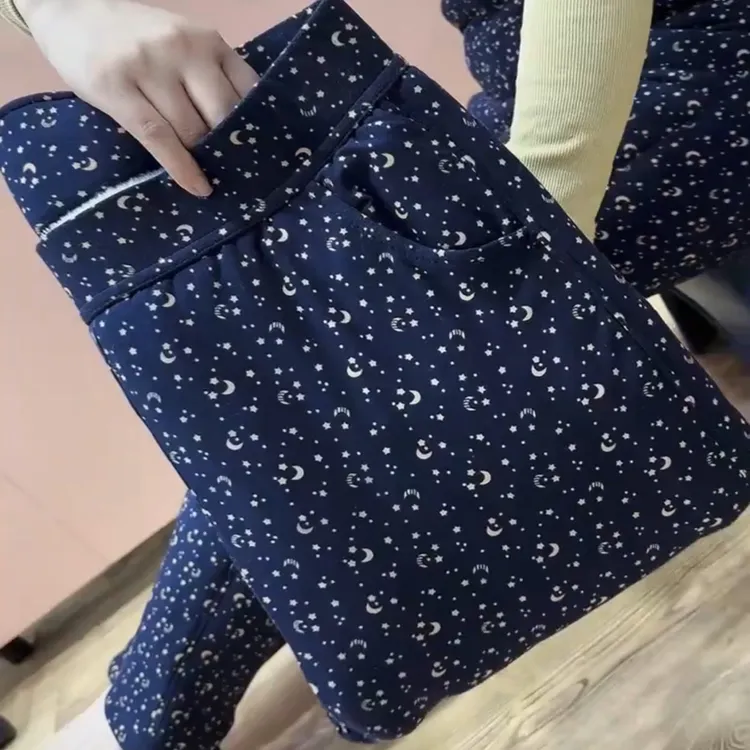 秋冬新款中老年女性加厚保暖驼绒高腰直筒棉裤外穿