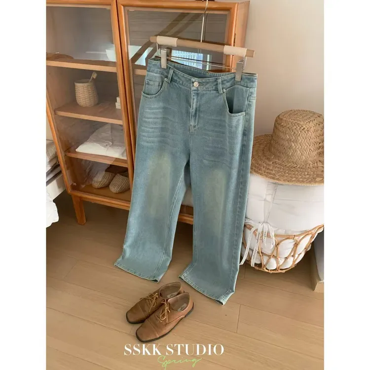 KMZY/KMZY山_山【比例优等生】微胖早春浅色牛仔裤女装种草显瘦