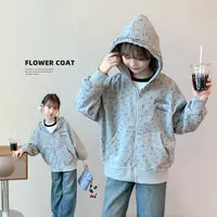 女童秋款外套2025春秋新款儿童印花休闲时髦中大童连帽外套Q13938