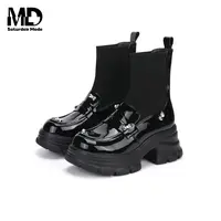 【千颂妮专享】MD英伦风袜靴冬季新款舒适粗跟短筒乐福鞋MDD4116030
