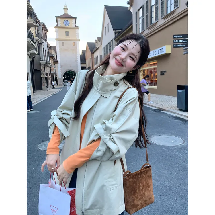 琥珀流光 火火【卡普里假日】韩版宽松气质百搭风衣外套F36832HH53