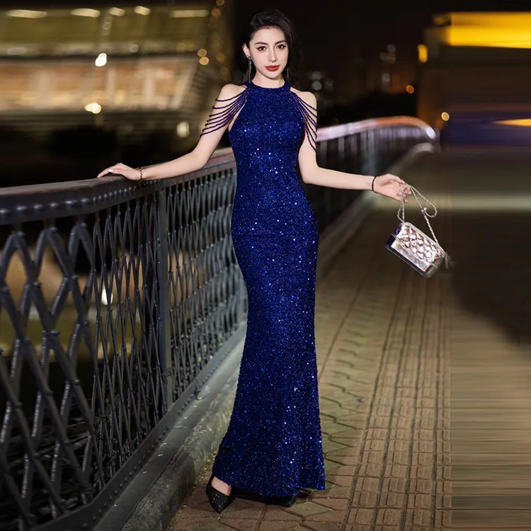 金色晚礼服女宴会轻奢生日婚宴气质名媛高级感高贵鱼尾裙年轻版