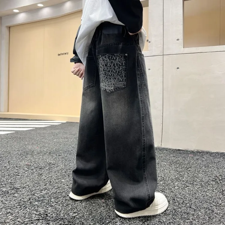 男童裤子童装牛仔裤儿童韩版工装裤秋季新款中大童休闲阔腿长裤潮