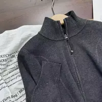 高支高密鱼骨线！！立领翻领两穿~气场拉满 双拉链针织衫Y8469灰