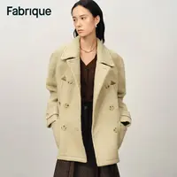 Fabrique Penny 秋冬野麦黄绵羊毛羊驼毛大翻领重磅毛呢短款大衣