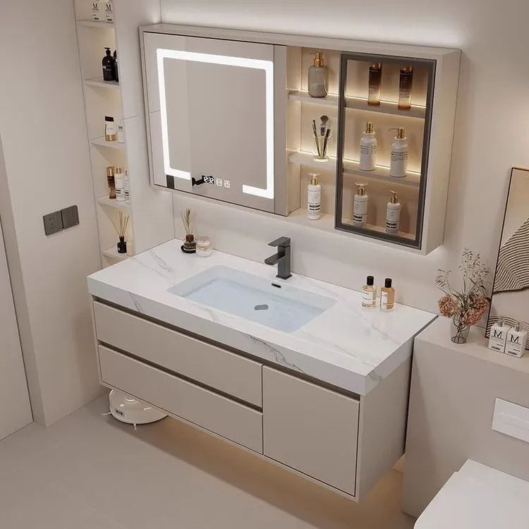 2025新款莫顿浴室柜岩板陶瓷无缝拼接一体卫生间洗漱台洗脸洗手盆