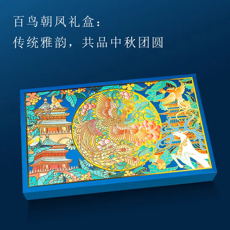 新款中秋包装盒百鸟朝凤中国风高端烫金6粒8粒月饼礼盒批发定制