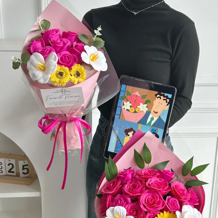广志送美伢同款花束玫瑰花成品仿真花送女朋友生日七夕情人节礼物