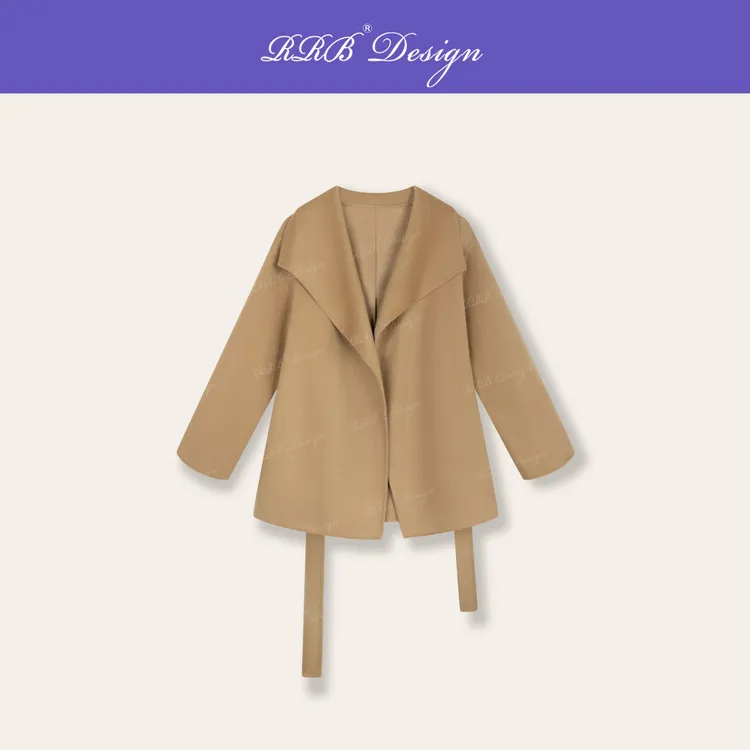 RRB Design 「琥珀流光」羊毛羊绒手工宽松显瘦纯色长袖毛呢外套