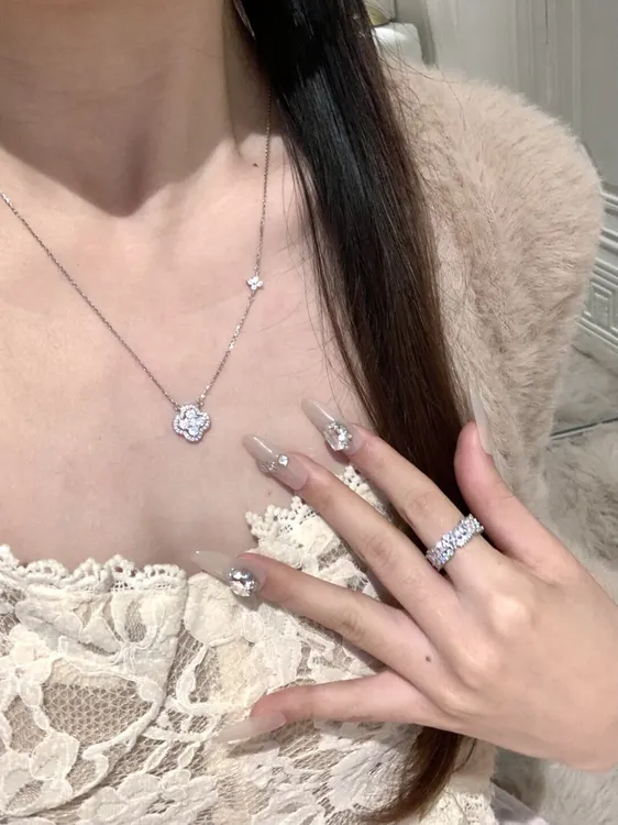 链子925银 巴黎夜曲轻奢银色锁骨链吊坠人泪ins精致气质项链小众