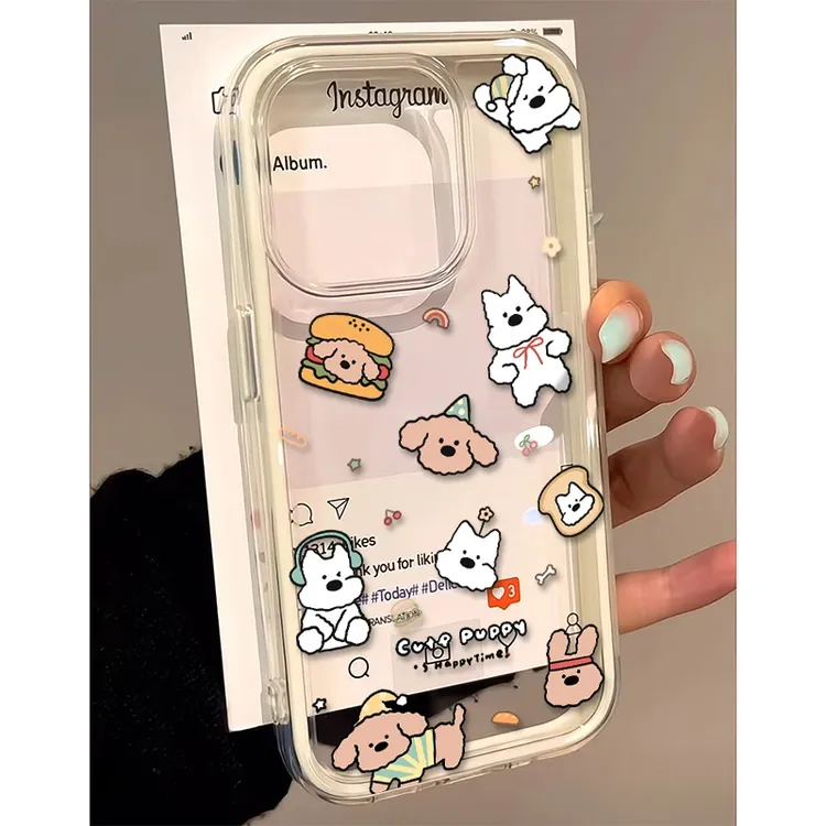 汉堡西高地适用苹果16手机壳iPhone14proamx透明15软萌可爱13防摔
