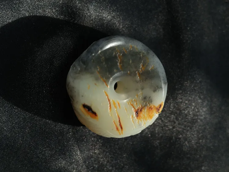 【小熊新疆和田玉】天然玉石收藏文玩新疆和田玉籽料青花三色平安扣