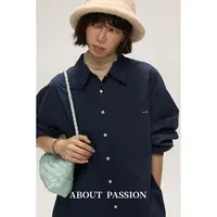 About Passion · 英文印花翻领垂坠感衬衫