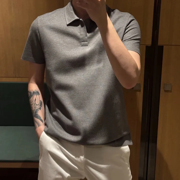 帕威索时尚痞帅设计休闲百搭宽松运动olo衫T恤简约纯色in潮流T恤