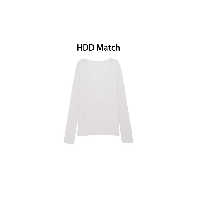 HDD- "简约百搭" 棉 秋冬女款纯色U领修身百搭T恤打底 Y9360