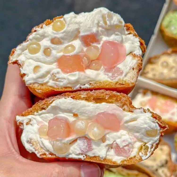 爆珠面包脆啵啵冰淇淋爆浆动物奶油香草甜品点心下午茶网红零食品