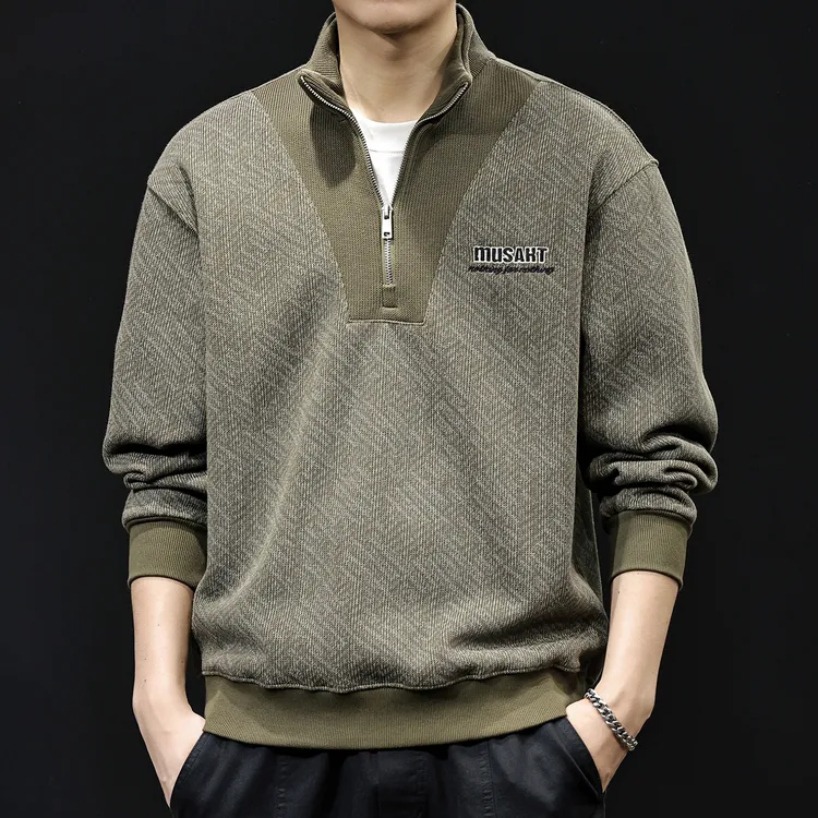半高领拉链立领卫衣男士2025新款春秋季长袖休闲衣服