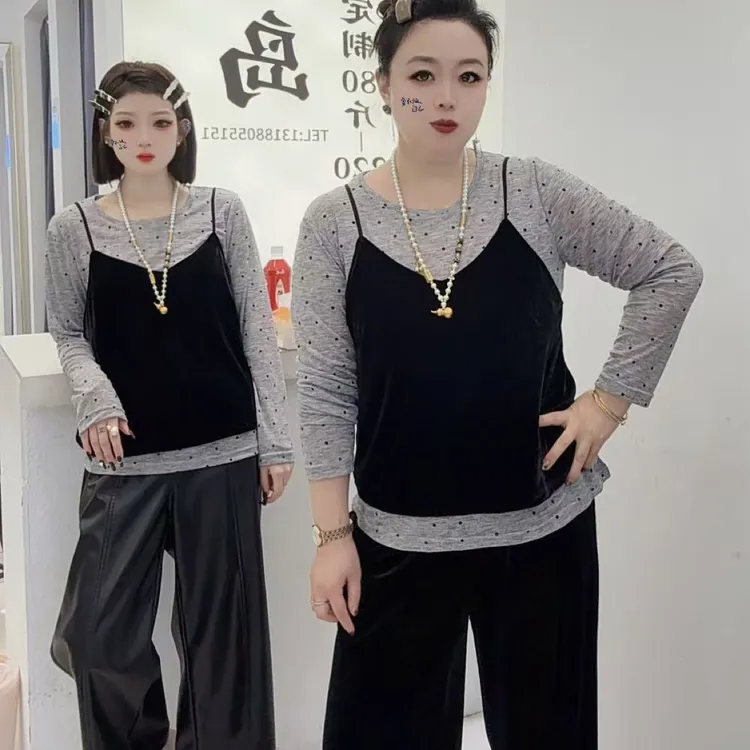 5799真两件点点衫（衣长50左右）
