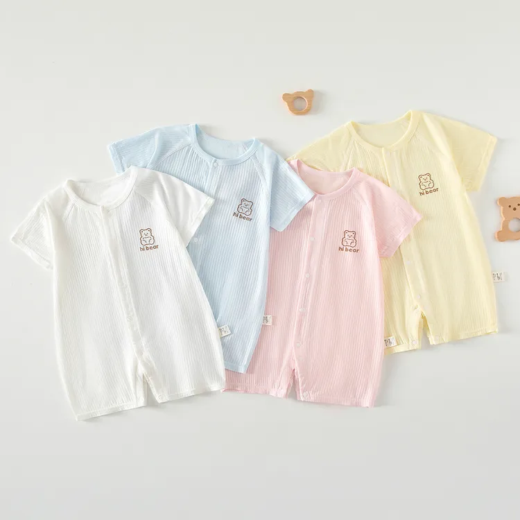 婴儿衣服短袖包屁衣夏季薄款莫代尔空调服宝宝连体衣婴幼儿夏装