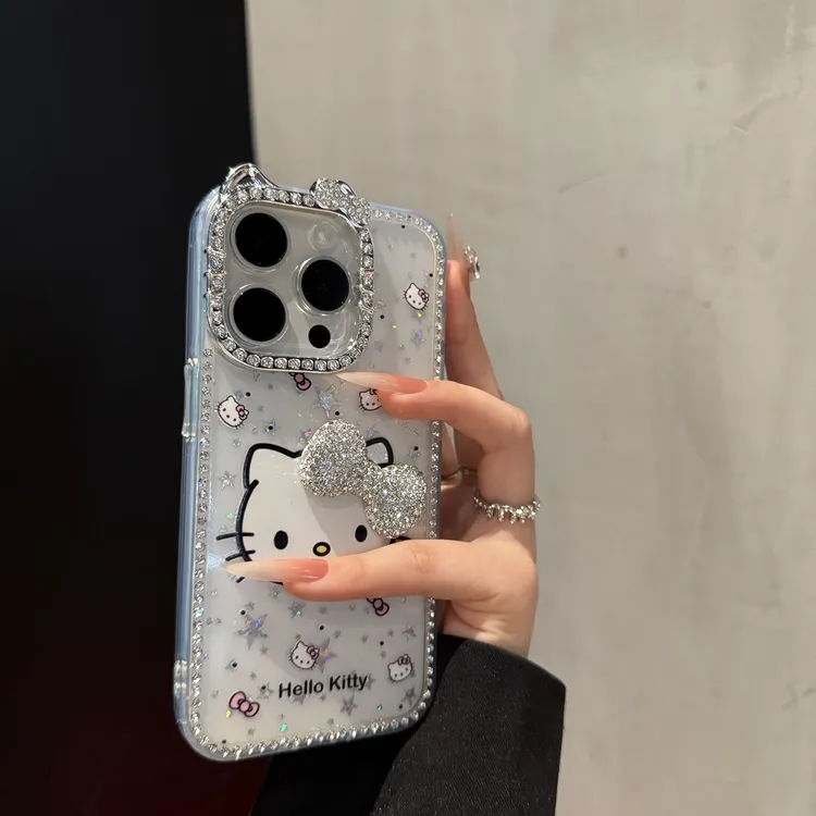 时尚蝴蝶结KT猫适用苹果16promax手机壳个性iPhone15透明14小众13