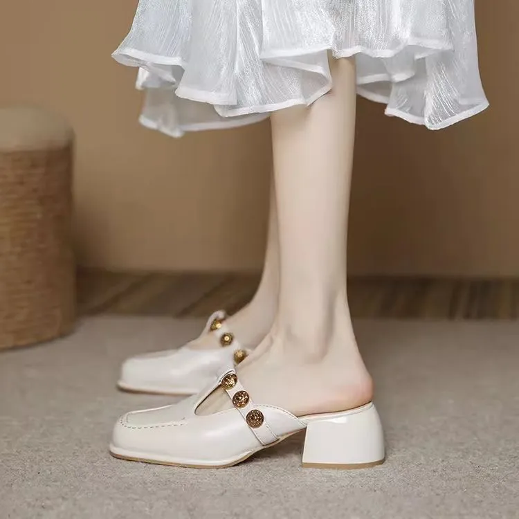 高级感复古包头半拖鞋女夏季外穿凉拖2025新款玛丽珍穆勒半托单鞋