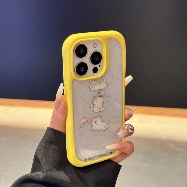 趣味吹风沐浴小猫适用苹果16promax手机壳iPhone15新款14少女心13