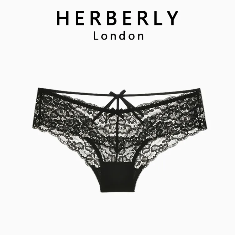 英国 HERBERLY 性感轻薄透气内裤女蕾丝花边细带迷你低腰三角内裤