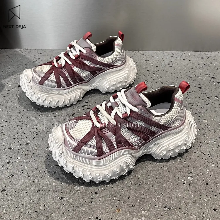 巴黎复古擦色做旧老爹鞋女2025秋季新款厚底增高运动休闲脏脏鞋