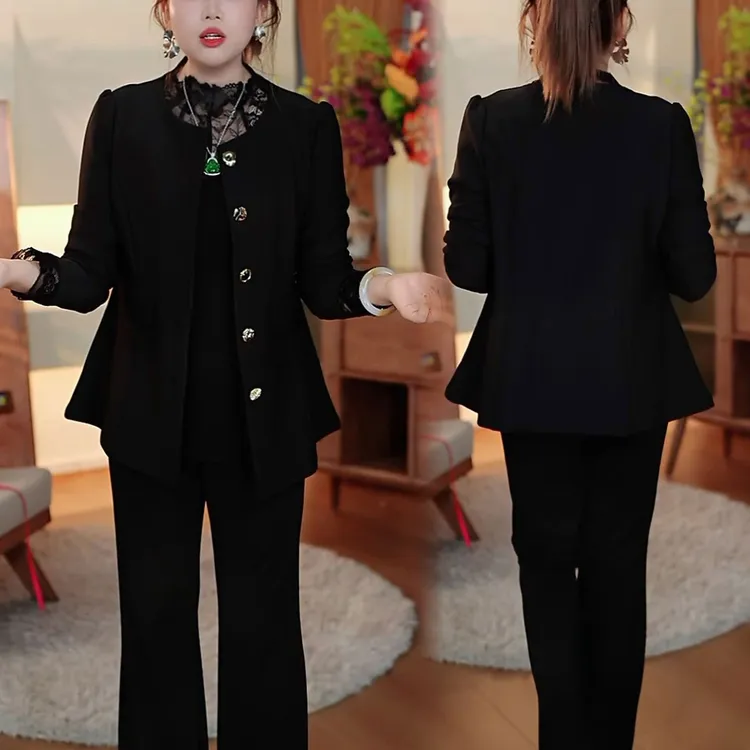 轻奢时尚韩版大码短外套女2025秋季新款气质圆领单排扣长袖衬衫女