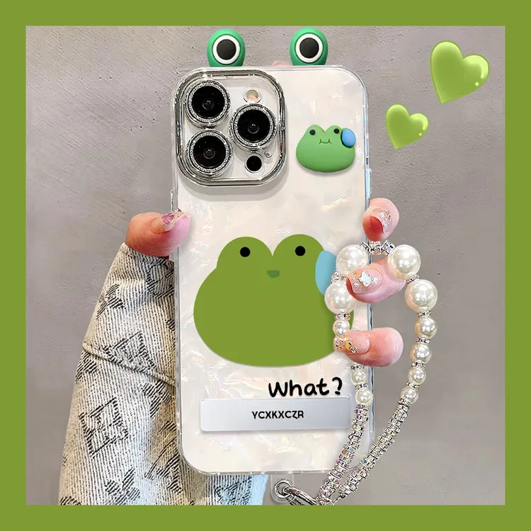 卡通青蛙手机壳适用于苹果16/华为mate60可爱贝壳纹流行简约新款