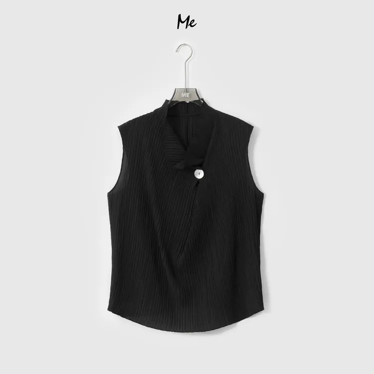 ME【三宅立领坎肩】桑蚕丝混纺三宅褶时尚百搭老钱上衣MESS6854